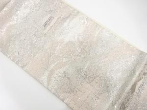 山並に家屋風景模様織り出し　袋帯